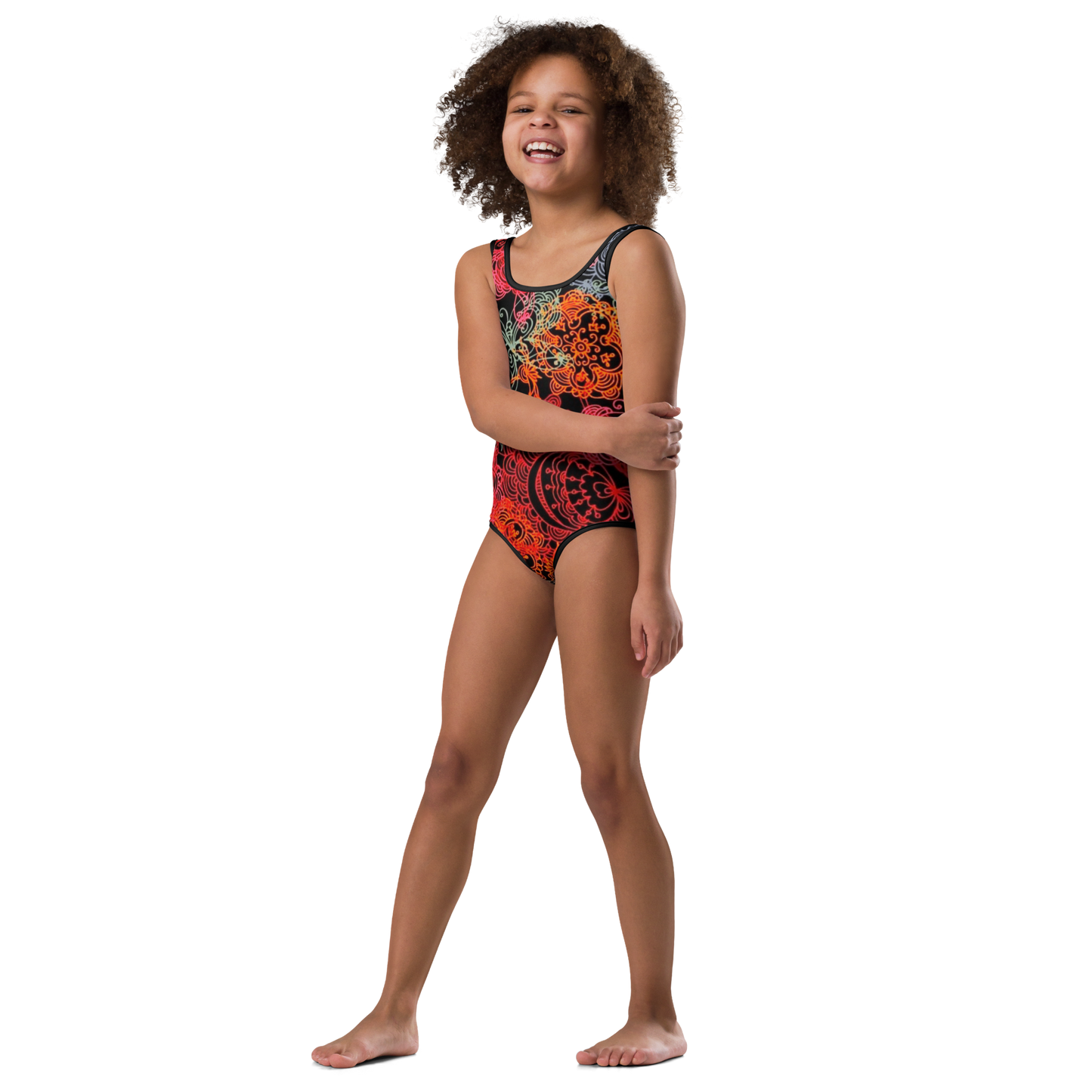 Flowers & butterflies outlines All-Over Print Kids Swimsuit