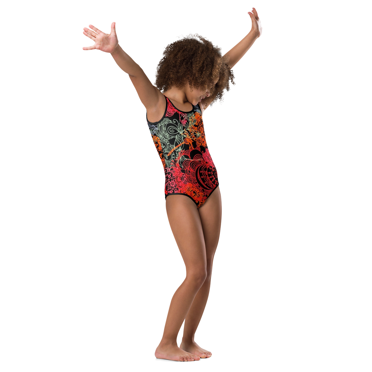 Flowers & butterflies outlines All-Over Print Kids Swimsuit