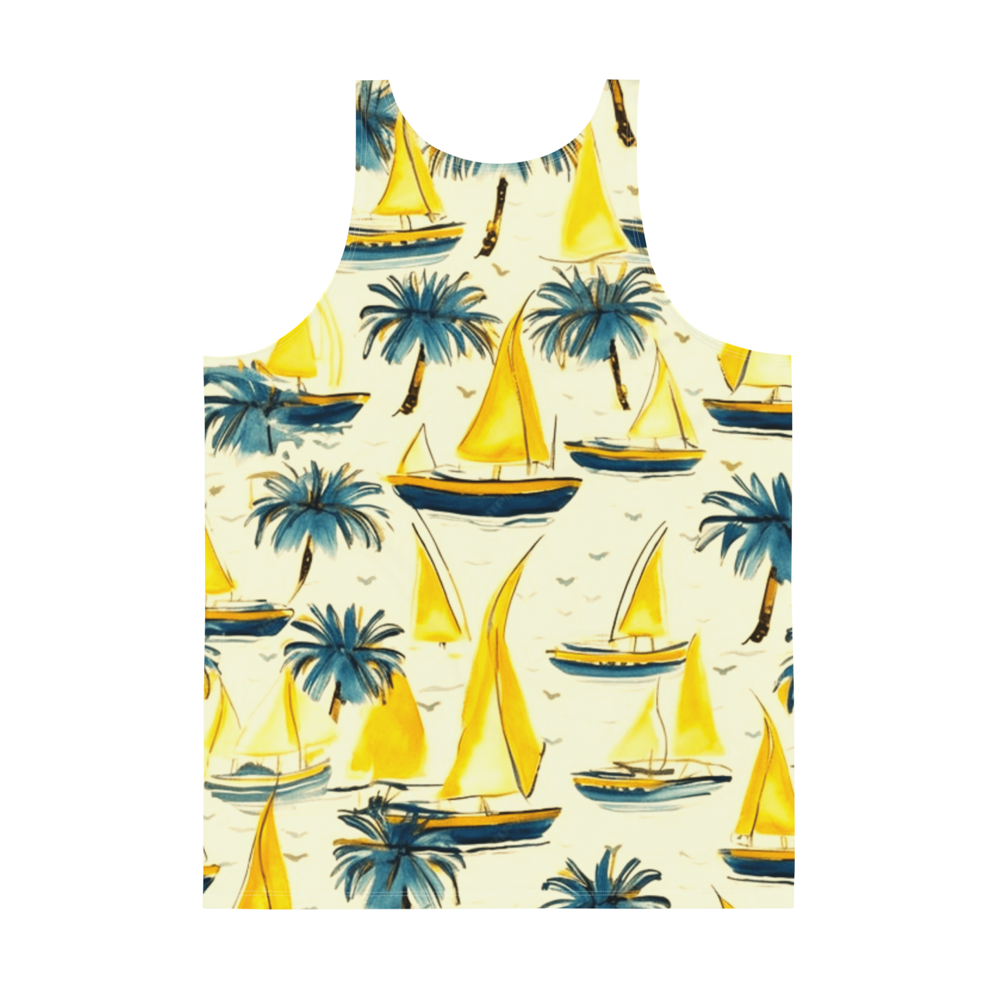 Sailboats and palm trees Unisex Tank Top