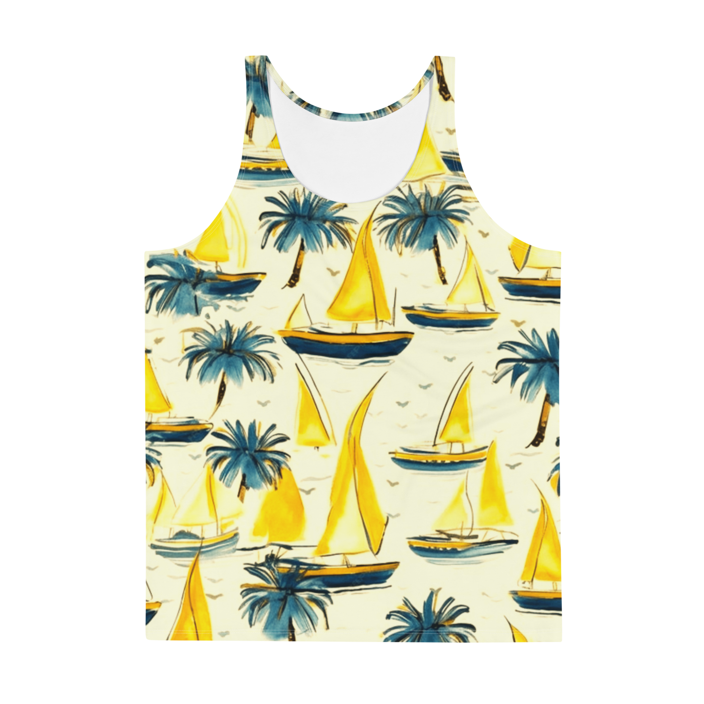 Sailboats and palm trees Unisex Tank Top