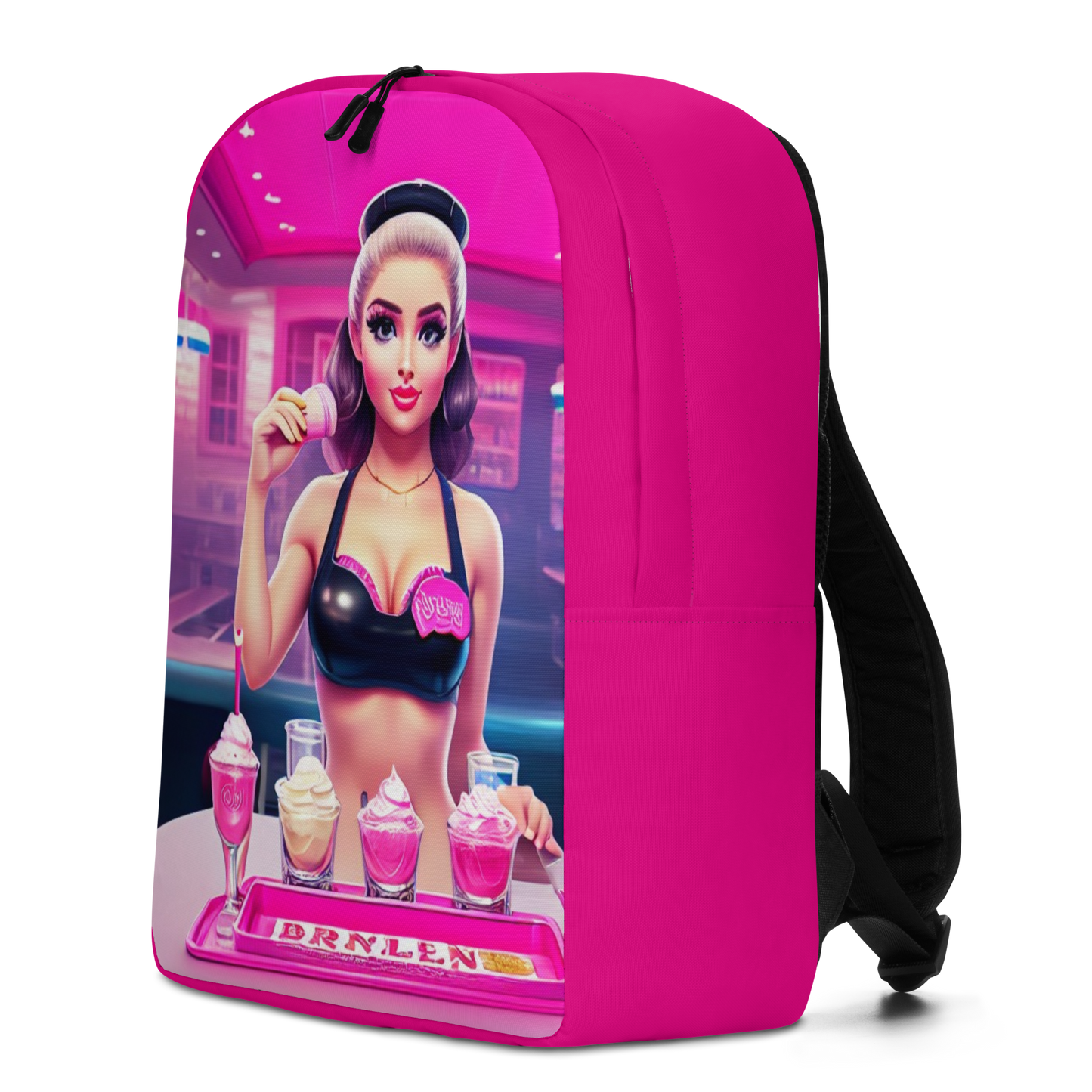 Sexy Lady in Cream Pink Shake Minimalist Backpack