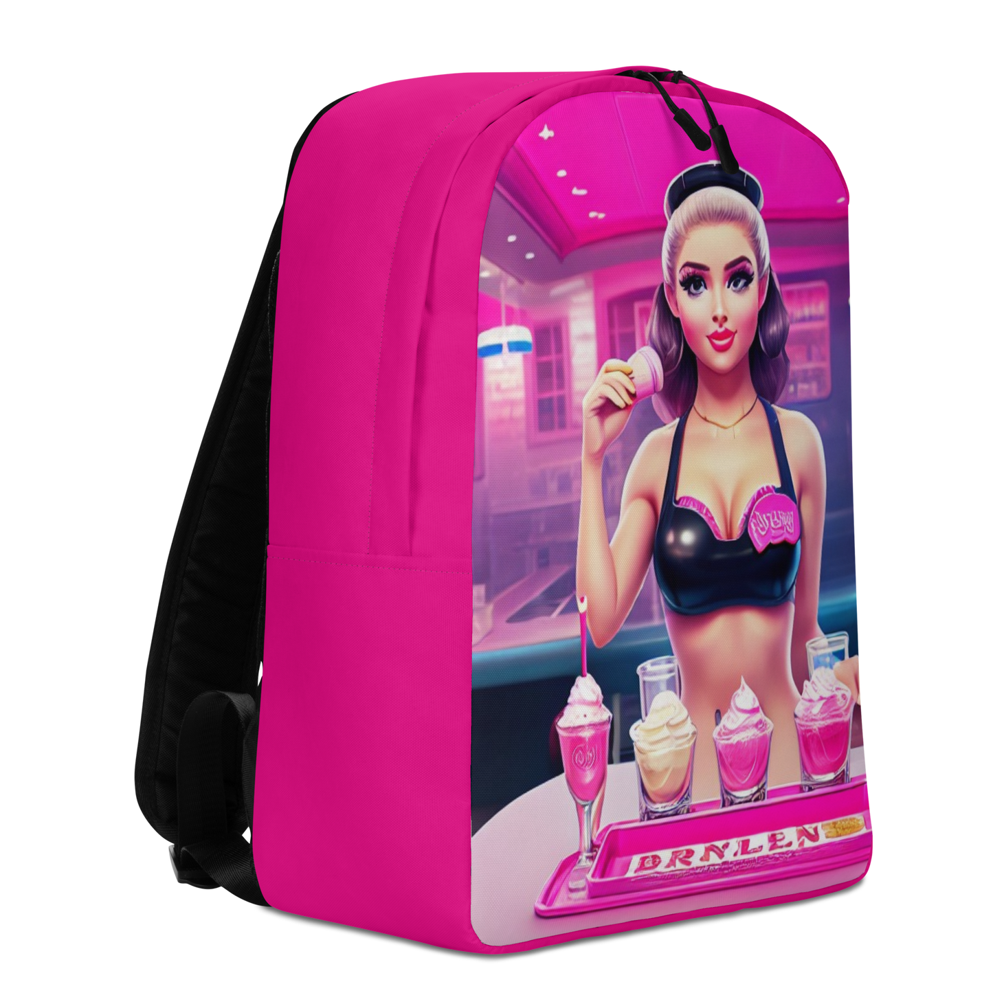 Sexy Lady in Cream Pink Shake Minimalist Backpack