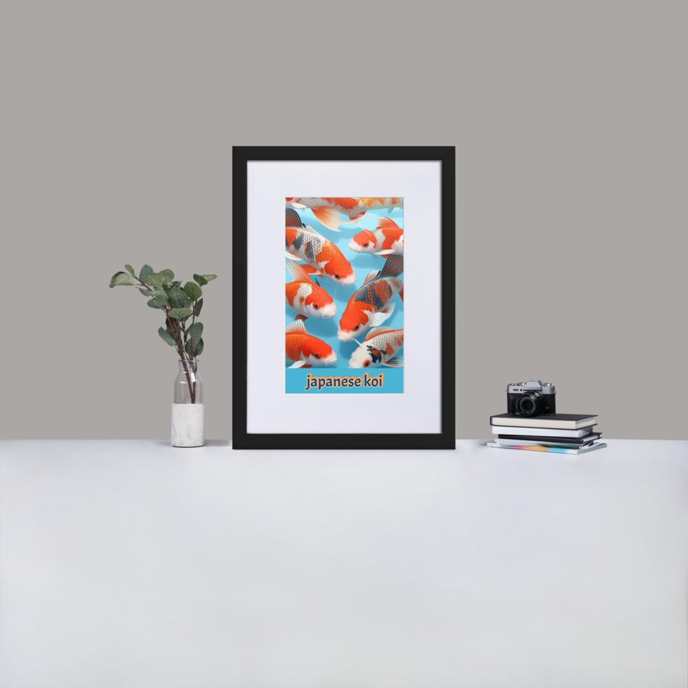 Japanese koi A.I. Artwork Matte Paper Framed Poster With Mat