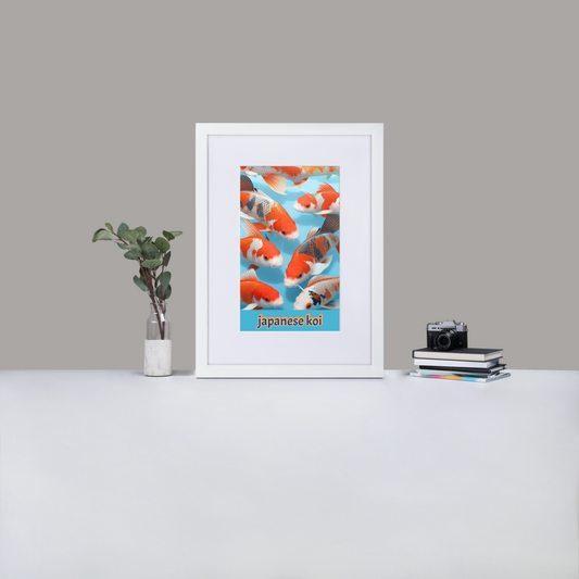 Japanese koi A.I. Artwork Matte Paper Framed Poster With Mat